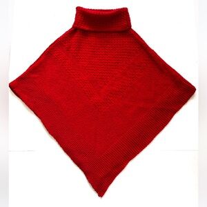 Old Navy Knit Poncho‎ Sweater Wool Blend Cowl Neck Red Women’s Size XS/S